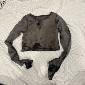 Women's Black Tie-Dye Long Sleeve Top